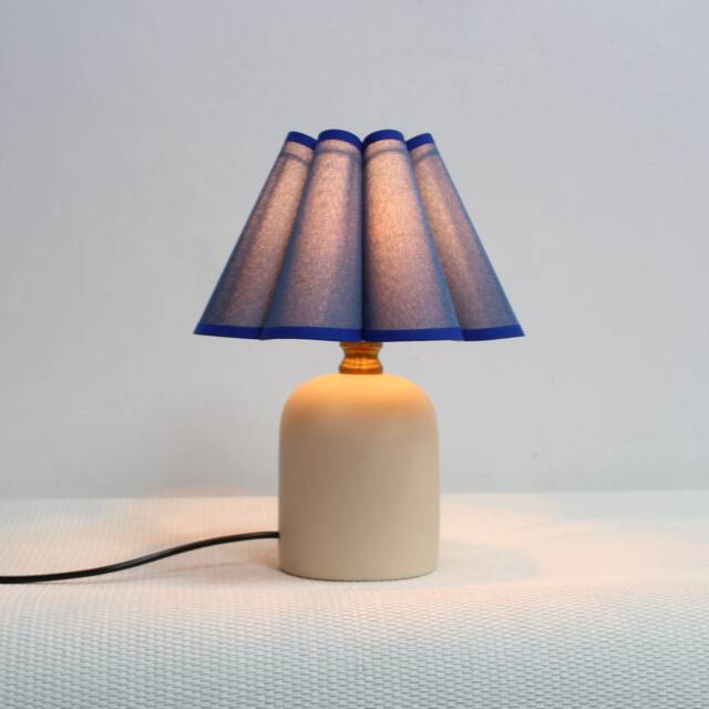 Handmade Lapis Lazuli Fabric Lamp Ceramic Base Home Decor - image 1
