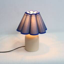 Handmade Lapis Lazuli Fabric Lamp Ceramic Base Home Decor - thumbnail 4