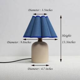 Handmade Lapis Lazuli Fabric Lamp Ceramic Base Home Decor - thumbnail 2