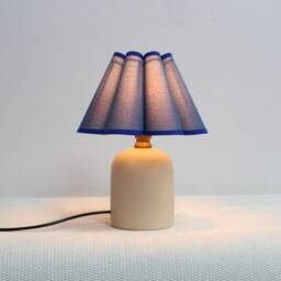 Handmade Lapis Lazuli Fabric Lamp Ceramic Base Home Decor