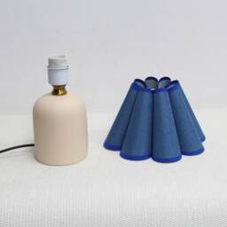 Handmade Lapis Lazuli Fabric Lamp Ceramic Base Home Decor - thumbnail 3