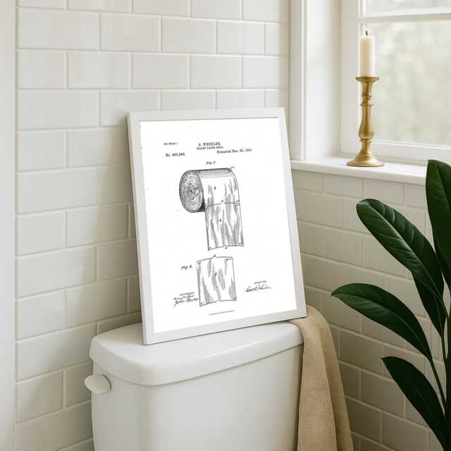 Vintage Toilet Paper Patent Print Funny Bathroom Wall Art - image 1