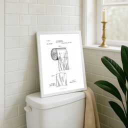 Vintage Toilet Paper Patent Print Funny Bathroom Wall Art - thumbnail 1
