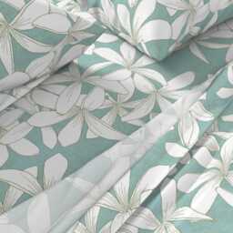 Floral Sheets - Plumerias Marsh Grass On Aquatic 150 By Kadyson Hawaiian Plant Nature Dots Cotton Sateen Sheet Set Bedding Spoonflower - thumbnail 2