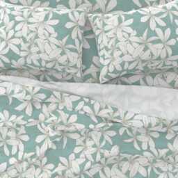 Floral Sheets - Plumerias Marsh Grass On Aquatic 150 By Kadyson Hawaiian Plant Nature Dots Cotton Sateen Sheet Set Bedding Spoonflower - thumbnail 3