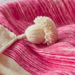 Boho Style Pom Blanket - Handmade Tassel Moroccan Organic Cozy Throw Bedroom Gift - thumbnail 2