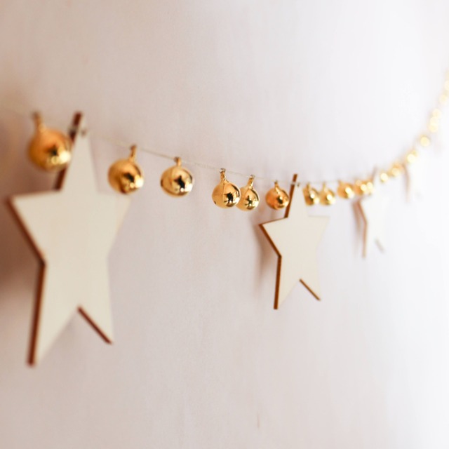 Christmas Garland, Stars & Gold Bells Decoration - image 1