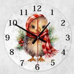Christmas Chicken Wall Clock - Glass Silent 20cm/30cm - Holiday Farmhouse Decor - thumbnail 4