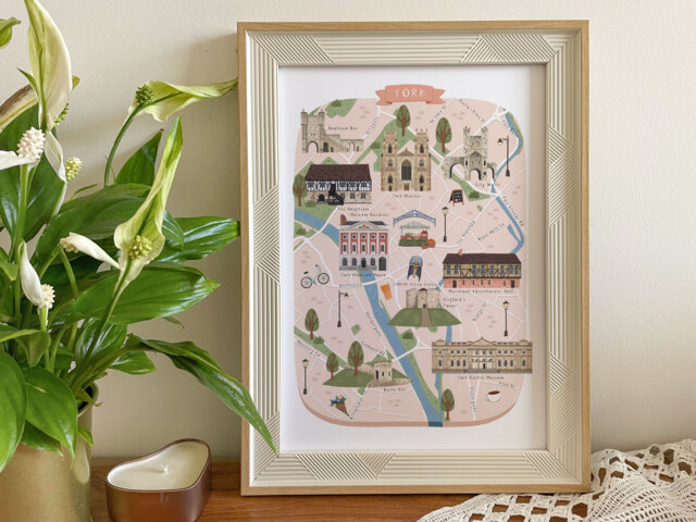 York Map, Illustrated Map Of York, Poster, Print, Art, Illustration, Gift, Travel, Gift - image 1