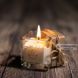 Aromatherapy Natural Candle, Lemongrass Essential Oil Scented Candle 100% Pure Natural Hand Poured Soy - thumbnail 3