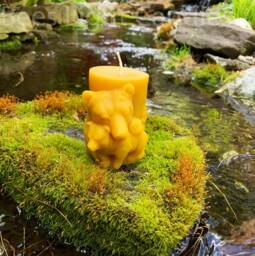 Bear Beeswax Candle/100% All Natural Bees Wax Custom Designed Mold Wild Grizzly Candles Black With Cub Forest Nature Lovers - thumbnail 1