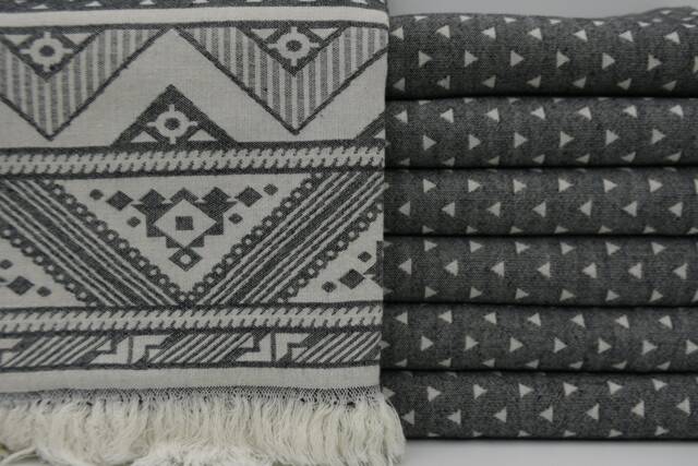 "Turkish Towel, Turkish Bath Towel, Black Towel, Towel, Kilim Desing Towel, Aztec Towel, Double Face Towel, 36""x70" - image 1