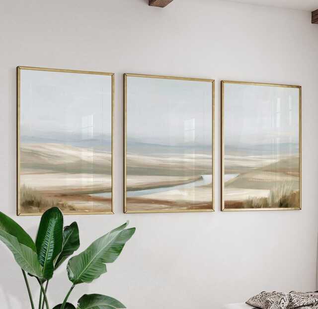 Soft Valley Poster Set, Neutral Landscape Wall Art, Abstract Prints - image 1