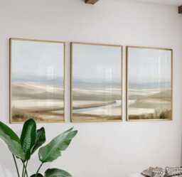 Soft Valley Poster Set, Neutral Landscape Wall Art, Abstract Prints - thumbnail 1