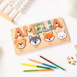 Name Puzzle With Animals, Personalized Puzzle, Christmas Gifts For Toddlers, Custom Animal Toy, Montessori Toys, First Birthday Boy - thumbnail 4
