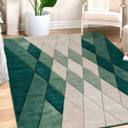 New Small Large Green Beige Cream Argyle Design Area Rugs Mats - thumbnail 2