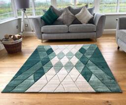 New Small Large Green Beige Cream Argyle Design Area Rugs Mats - thumbnail 1