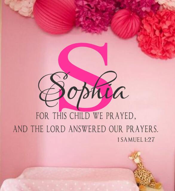 Personalized Monogram & Name-1 Samuel 1 27-For This Child We Prayed-Vinyl Wall Decal - Custom Name - Girl Or Boy-Nursery Decor - Fancy - image 1