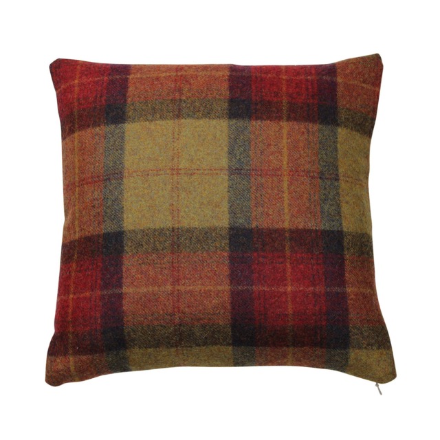 Skye Claret Red Tweed Wool Tartan Cushion/Cover - image 1