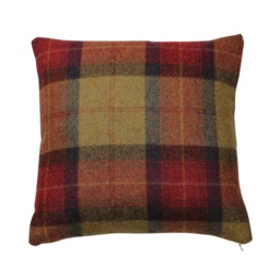 Skye Claret Red Tweed Wool Tartan Cushion/Cover - thumbnail 1
