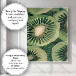 Abstract Green Kiwi Slice Close Up Pattern Canvas Wall Art Print Decor Picture Ready To Hang - thumbnail 3