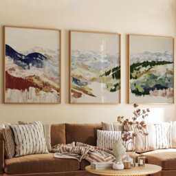 Alpine Valley Poster Set Of 3 Abstract Brushstroke Style Wall Art - thumbnail 3