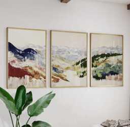 Alpine Valley Poster Set Of 3 Abstract Brushstroke Style Wall Art - thumbnail 1