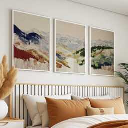 Alpine Valley Poster Set Of 3 Abstract Brushstroke Style Wall Art - thumbnail 2
