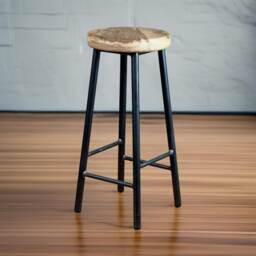 Handcrafted Chunky Industrial Oak Bar Stool - Rick Broadoak-Brown Custom Height - thumbnail 3