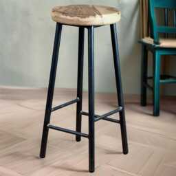 Handcrafted Chunky Industrial Oak Bar Stool - Rick Broadoak-Brown Custom Height