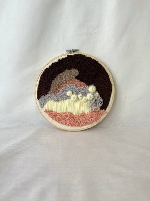 Handmade Punch Needle Wall Art, Earth Tones, Boho Decor - image 1