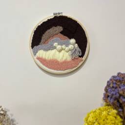 Handmade Punch Needle Wall Art, Earth Tones, Boho Decor - thumbnail 4