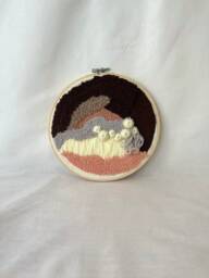 Handmade Punch Needle Wall Art, Earth Tones, Boho Decor