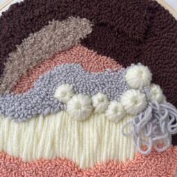 Handmade Punch Needle Wall Art, Earth Tones, Boho Decor - thumbnail 2