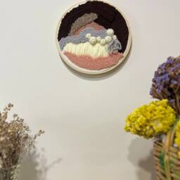 Handmade Punch Needle Wall Art, Earth Tones, Boho Decor - thumbnail 3