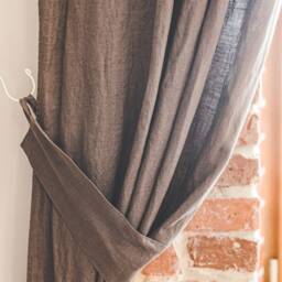 Handmade Linen Curtain Tie Back Coffee Brown Window Decor - thumbnail 2