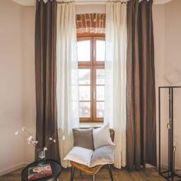 Handmade Linen Curtain Tie Back Coffee Brown Window Decor - thumbnail 3