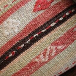 4060cm - 1624In Handwoven Boho Kilim Pillow Cover - Hand Spun Wool Striped With Filler Motifs - thumbnail 3