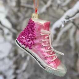 Glass Christmas Pink Glitter Trainer Shoe Bauble Tree Hanging Decoration/Christmas/Seasonal/ Glass Item - thumbnail 2