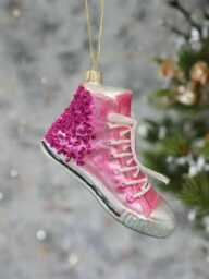 Glass Christmas Pink Glitter Trainer Shoe Bauble Tree Hanging Decoration/Christmas/Seasonal/ Glass Item