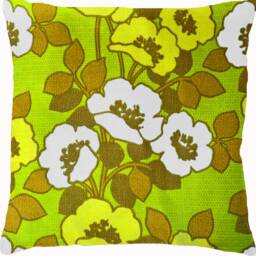 Retro Pillow Case Greenhorn, Yellow Lime Green, Flower Power Cushion Cover, 60S 70S Vintage Fabric, Hippie, Mid-Century, Boho Pop Art Lounge - thumbnail 3