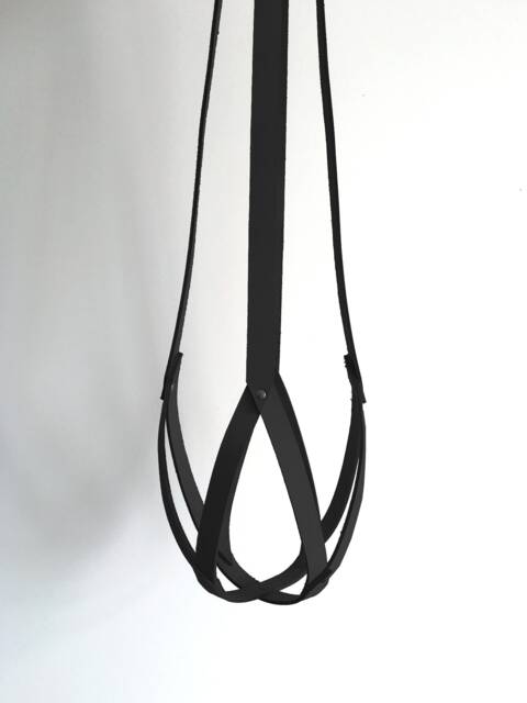 Minimalistic Plant Hanger Holiday Gift Idea For Indoor Greenery Hanging Planter Black Leather Green Home Decor Urban Jungle Holder - image 1