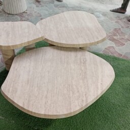 Travertine Marble Coffee Tables - Modern Designer Stone Tables, Set Of Three - thumbnail 3