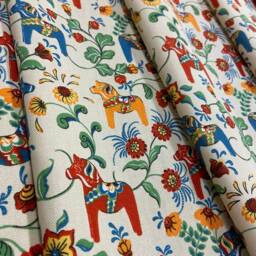 Cotton Cafe Curtain Mini Dala Horses Kitchen Rod Pocket Panel - thumbnail 4