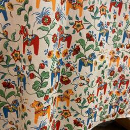 Cotton Cafe Curtain Mini Dala Horses Kitchen Rod Pocket Panel - thumbnail 2