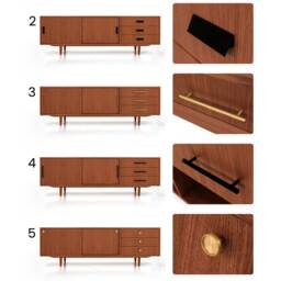 Mid-Century Sideboard, Dresser, Commode, Credenza Made Of Oak Vaneer - Teak Colour Livlo T-S03 - thumbnail 3