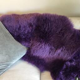 Double Australian Sheepskin Rug, Silky Purple Violet Throw - thumbnail 2