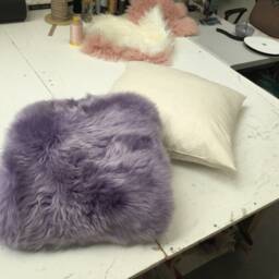 Double Australian Sheepskin Rug, Silky Purple Violet Throw - thumbnail 4