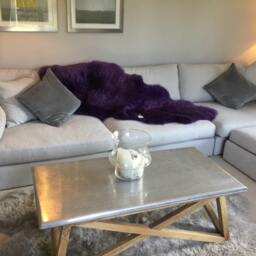 Double Australian Sheepskin Rug, Silky Purple Violet Throw - thumbnail 3
