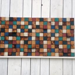 Reclaimed Wood Wall Art - Handcrafted Mosaic Sculpture - thumbnail 3